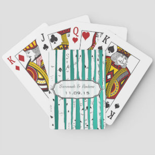 Emerald Birch Love Birds Wedding Gift Playing Card