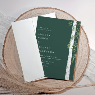 Emerald Birch Tree Aspen Greenery Wedding Invitation