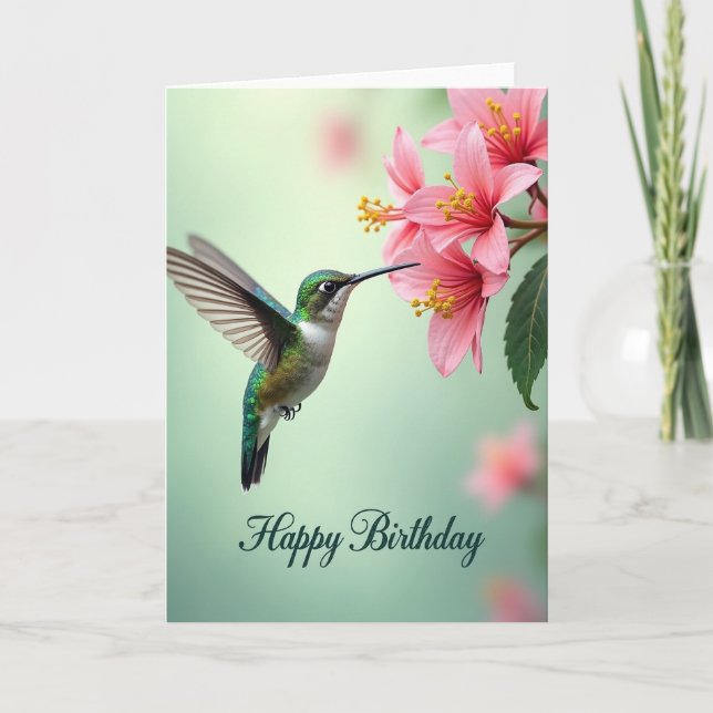 Emerald Bird Birthday Card (Front)