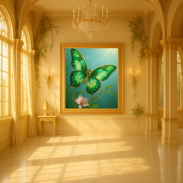 Emerald Birdwing Butterfly Art -Gold Emerald Print (Creator Uploaded)