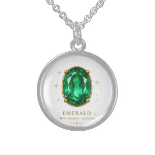 Emerald Birthstone Necklace Charm Elegant Green