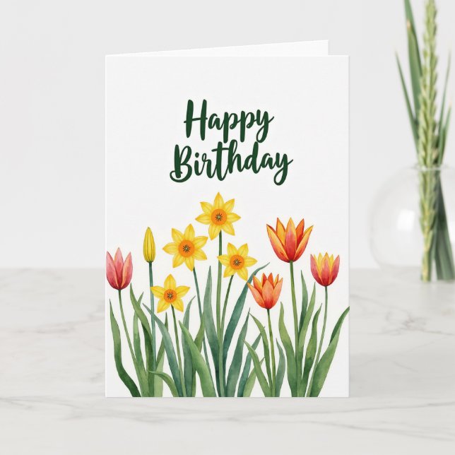 Emerald Bloom Birthday Card (Front)