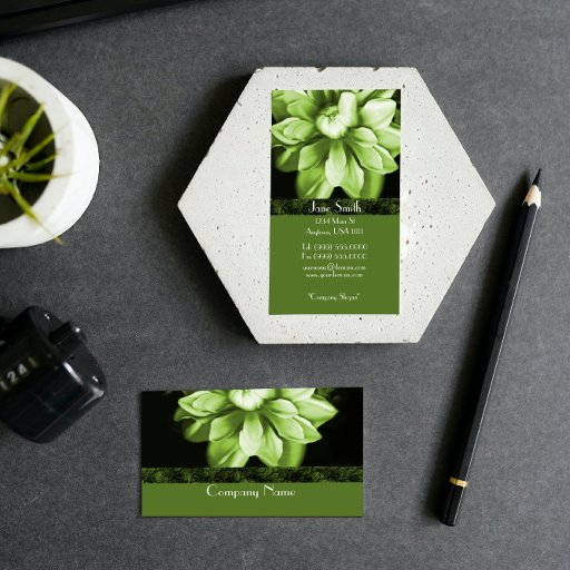 Customizable Emerald Bloom Business Card