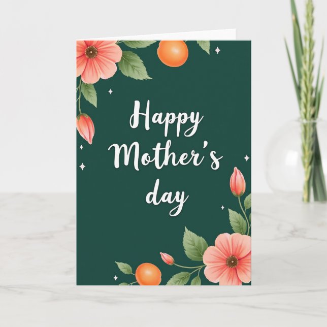 Emerald Bloom Mothers Day Card (Front)