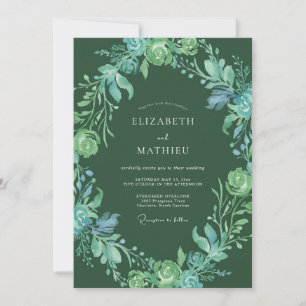 Emerald Bloom Woodland Wedding Invitation