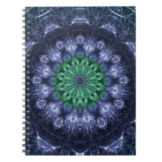 Emerald Blue Crystalline Energy Fractal Art Notebook