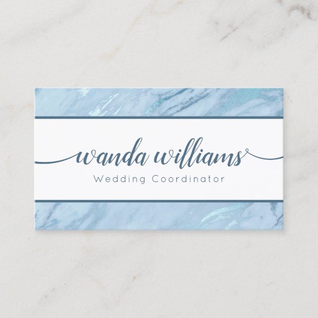 Emerald Blue Handwritten Calligraphy Business Card (Front)