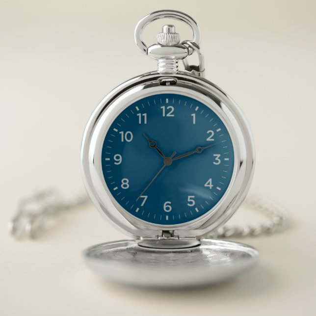 Emerald Blue Minimalist Round Pocket Watch (Inside)