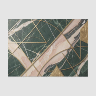 Emerald Blush Marble Gold Geometric Abstract Tissue Paper