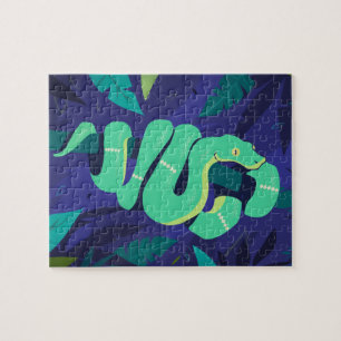 Emerald Boa Snake in a Modern Jungle Jigsaw Puzzle