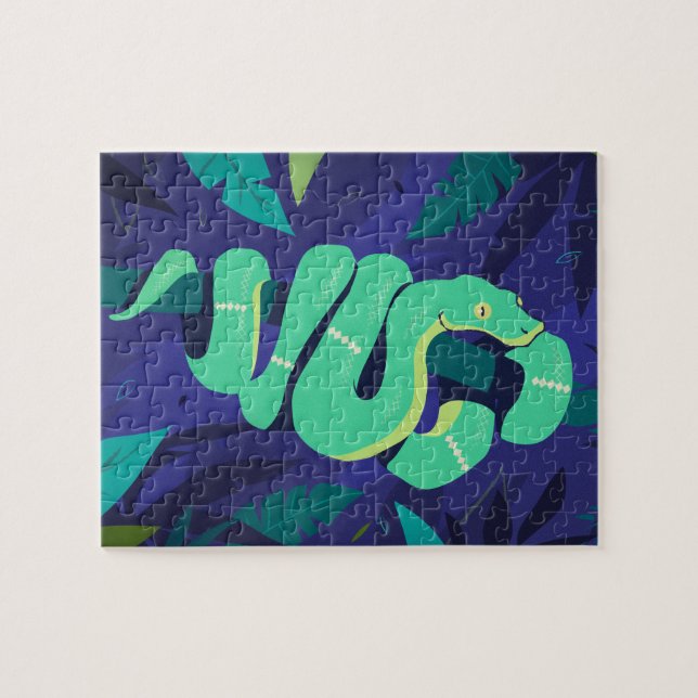 Emerald Boa Snake in a Modern Jungle Jigsaw Puzzle (Horizontal)