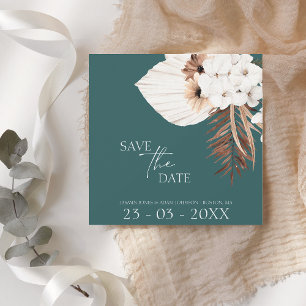 Emerald Boho Pampas Grass White Floral Save The Date
