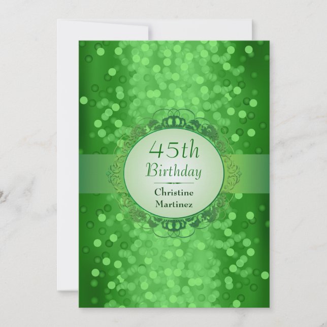 Emerald Bokeh Photo Birthday Party Invitation (Front)