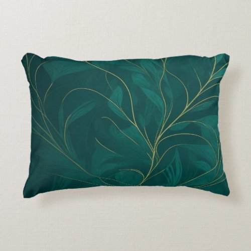 Emerald Botanical Abstract Accent Pillow