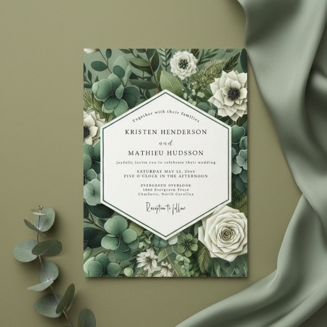 Emerald Botanical Romance Wedding Invitation (Creator Uploaded)