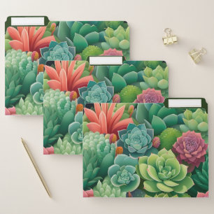 Emerald Botanical Succulent Elegance File Folder