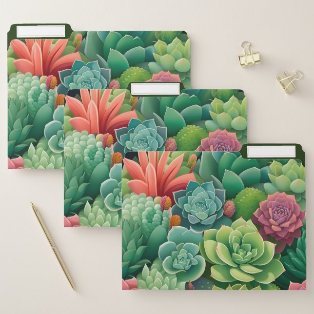 Emerald Botanical Succulent Elegance File Folder (Set)