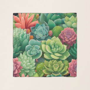 Emerald Botanical Succulent Elegance Scarf