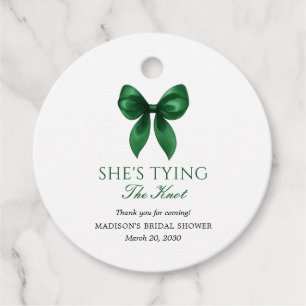 Emerald Bow She's Tying the Knot Bridal Shower Favor Tags