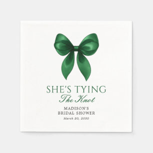 Emerald Bow She's Tying the Knot Bridal Shower Napkins