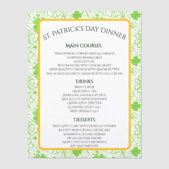 Emerald Breeze Menu (Front)