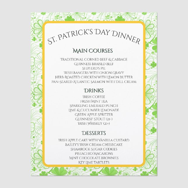 Emerald Breeze Menu (Front)
