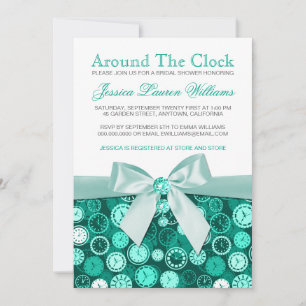 Emerald Bridal Shower Theme Around The Clock Invit Invitation