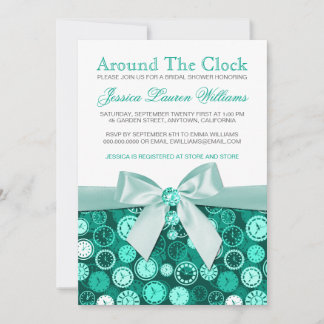 Emerald Bridal Shower Theme Around The Clock Invit Invitation