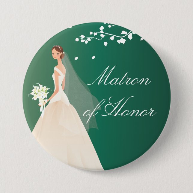 Emerald Bride Matron Honor Bridal Party  Button (Front)