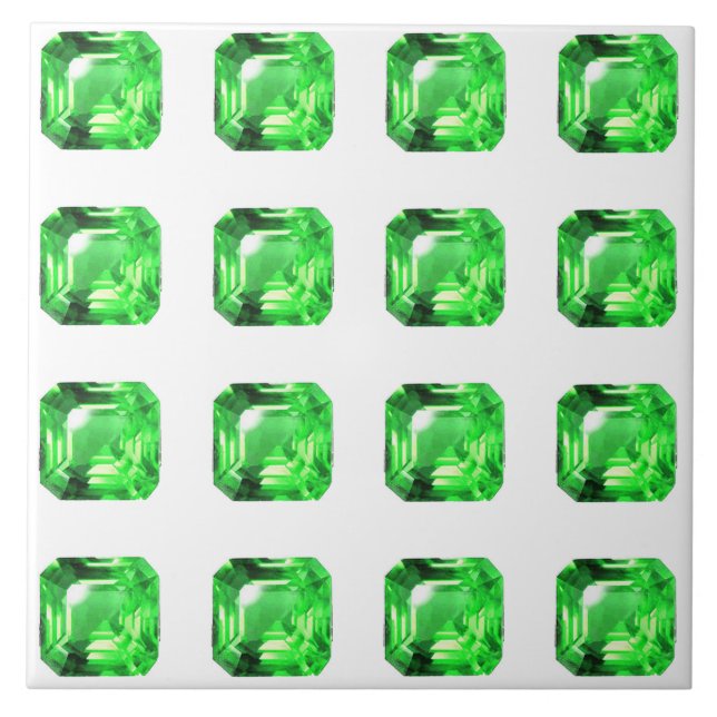 Emerald, Bright Green Ceramic Tile (Front)