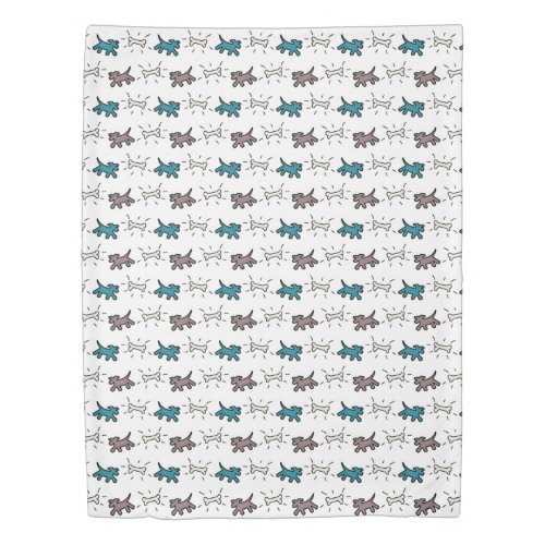 Emerald brown Dogs and Bones Graffiti Style Duvet