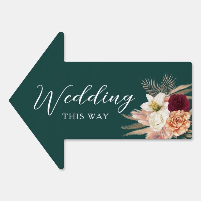 Emerald Burgundy Wedding Arrow Sign (Front)