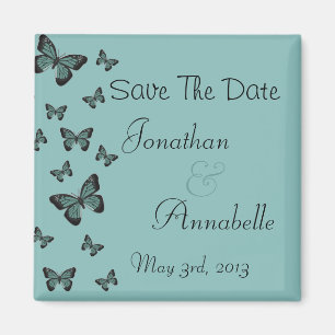 Emerald Butterflies Save The Date Personalized Magnet