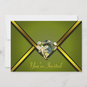 Emerald Butterfly Jeweled Party Invitation