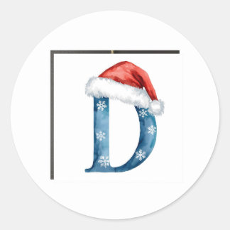 Emerald C Christmas Monogram Classic Round Sticker