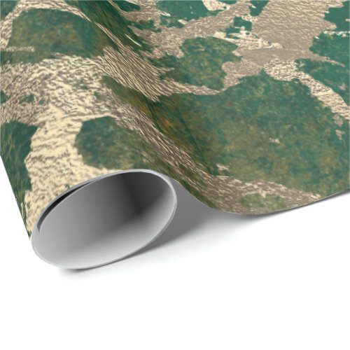 Emerald Cali Gold Marble Shiny Metallic Grungy VIP Wrapping Paper