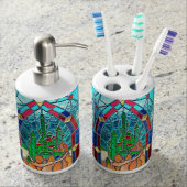 Emerald Castle Stainglass art Wizard of Oz. Bath Set (Front)