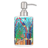 Emerald Castle Stainglass art Wizard of Oz. Bath Set (Right)