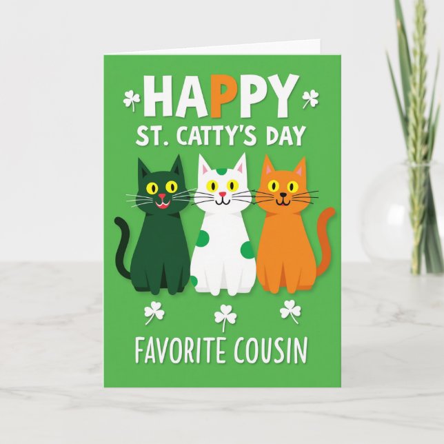 Emerald Cats St Cattys Day Card (Front)