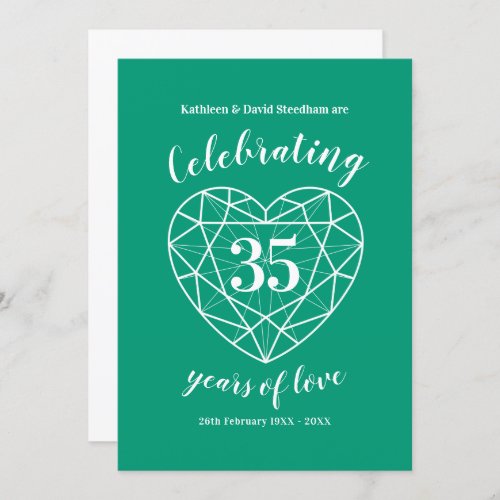Emerald celebrating 35 years of love party invites