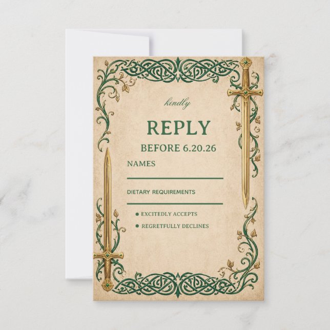 Emerald Celtic Artwork RSVP Card (Front)