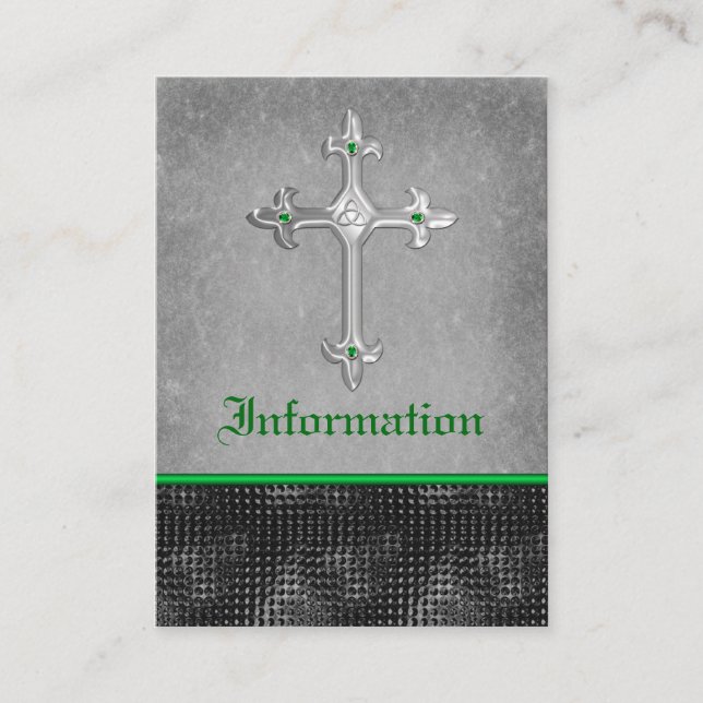 Emerald Celtic Cross Black, Gray Enclosure Card (Front)