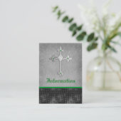 Emerald Celtic Cross Black, Gray Enclosure Card (Standing Front)