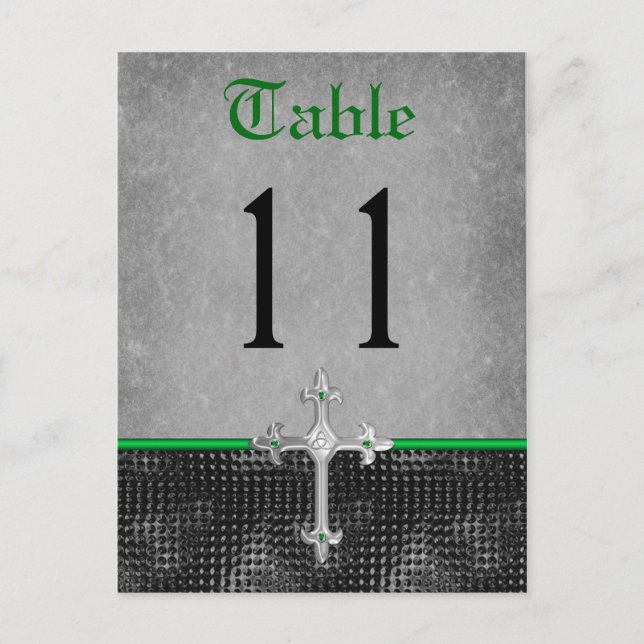 Emerald Celtic Cross Table Number Postcard (Front)