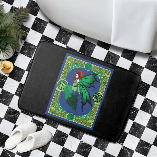 Emerald Celtic Fairy Green Wings Fantasy Bath Mat (Creator Uploaded)