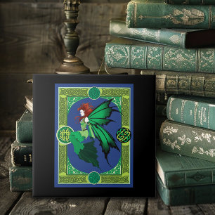 Emerald Celtic Fairy Green Wings Fantasy Ceramic Tile