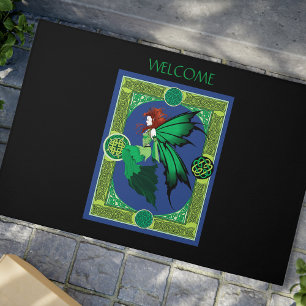 Emerald Celtic Fairy Green Wings Fantasy Doormat