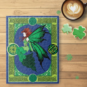 Emerald Celtic Fairy Green Wings Fantasy Jigsaw Puzzle