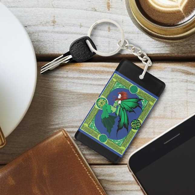 Emerald Celtic Fairy Green Wings Fantasy Keychain (Creator Uploaded)