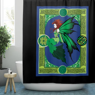 Emerald Celtic Fairy Green Wings Fantasy Shower Curtain